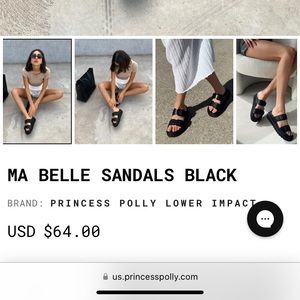 Princess Polly Black Sandals Ma Belle size 6